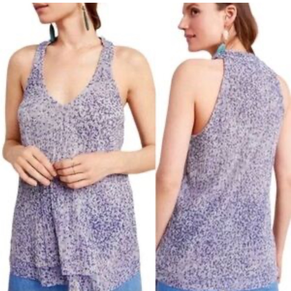 Anthropologie Metallic Shimmer Leopard Polka Dot Halter Tank‎ Top Lilac Small